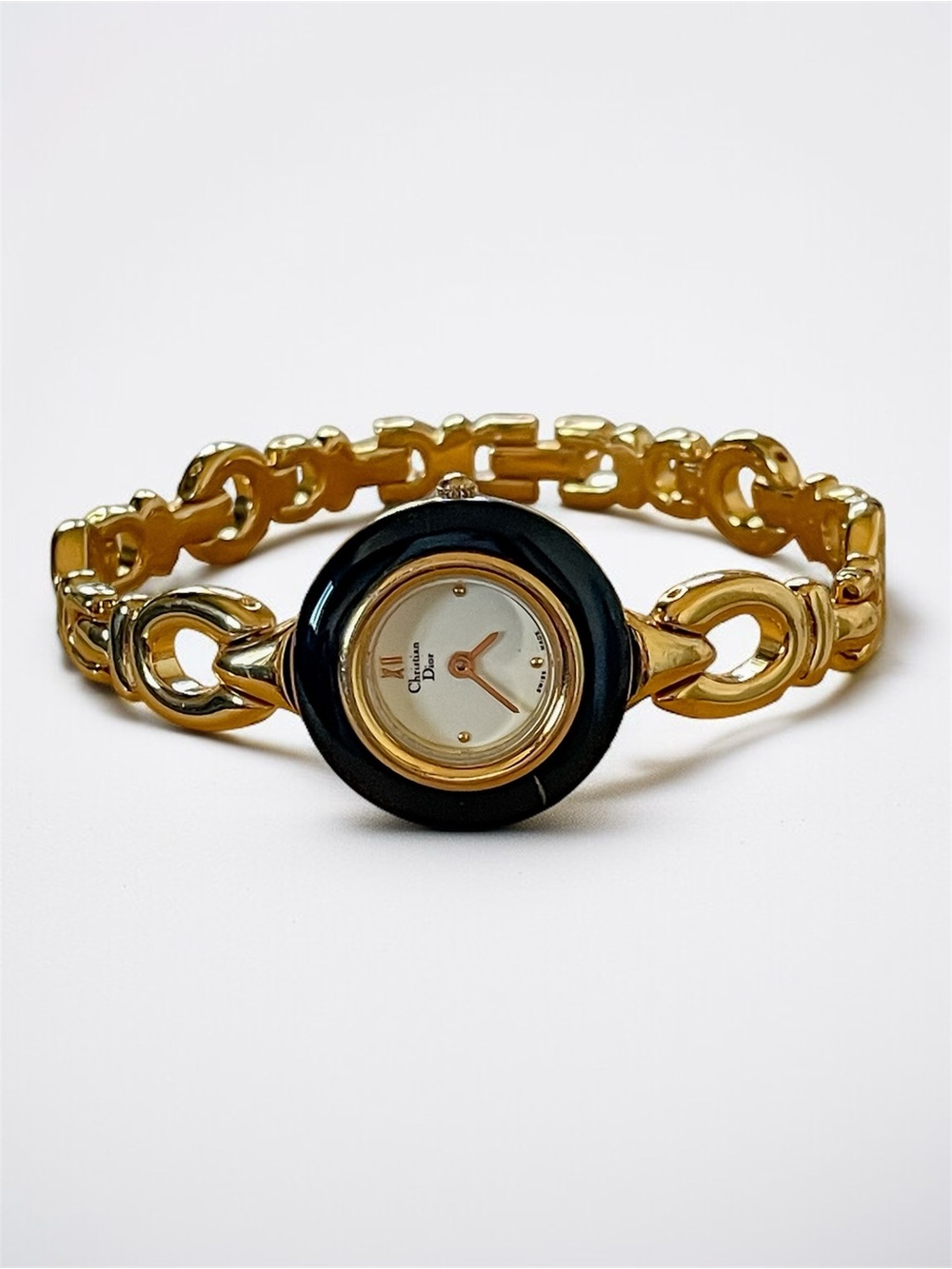 Christian Dior Gold With Black Change Bezel Link Bracelet Watch - Picture 3 of 16